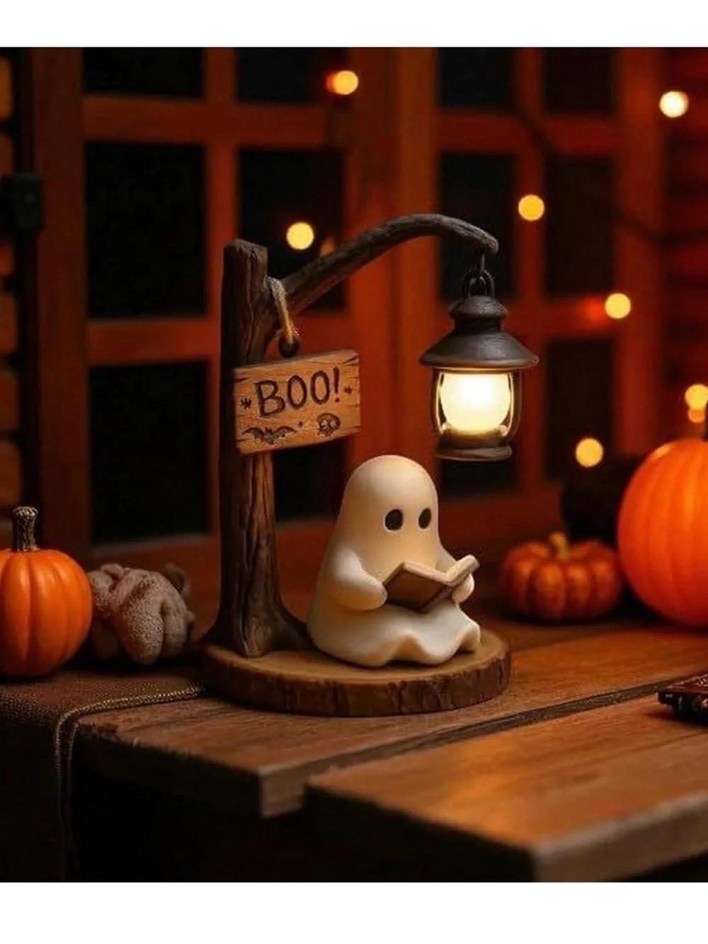 Cute White Ghost Figurine with Lantern - Home Accent Decor